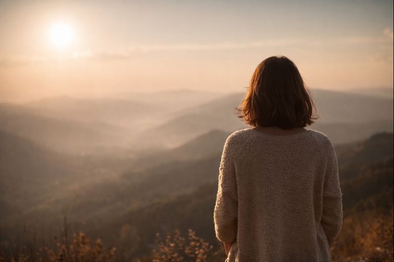 kiedy życie staje się lżejsze - kobieta o wschodzie słońca